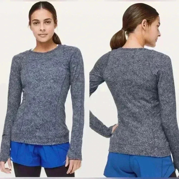 lululemon athletica Tops - Lululemon Cypress Kiss Long Sleeve Fusion Jacquard Black Violet Viola Size 4